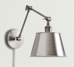 Tapered Metal Shade Plug-In Articulating Sconce (9'')