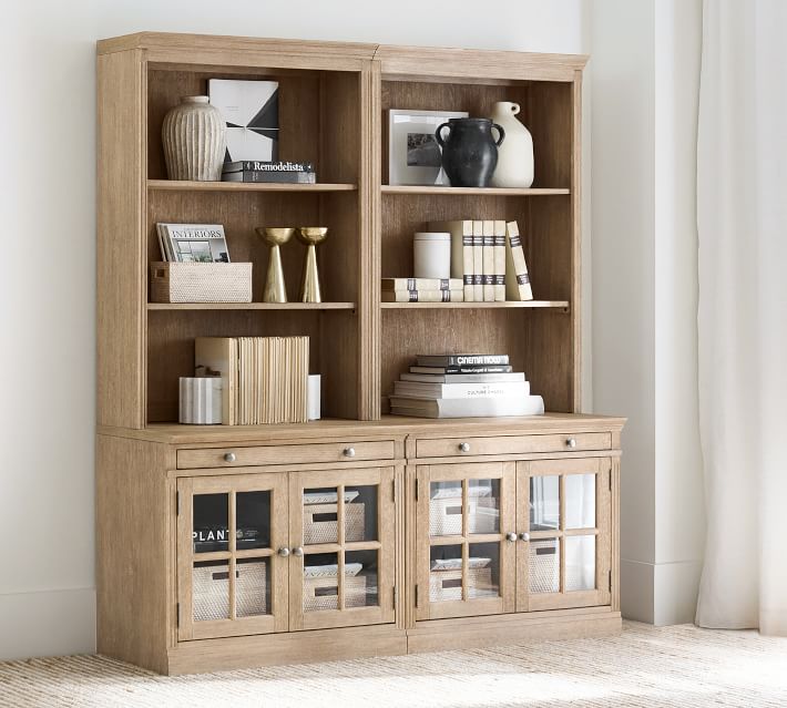 Pottery barn bookcase glass doors hotsell