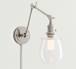 Petite Glass Plug-In Articulating Sconce (17'')