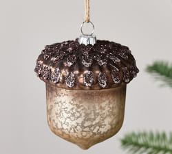 Handcrafted Mercury Glass Acorn Ornament - Set of 3