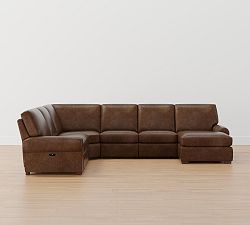 Turner Roll Arm Leather Power Reclining L-Shaped Chaise Sectional (147&quot;&ndash;160&quot;)