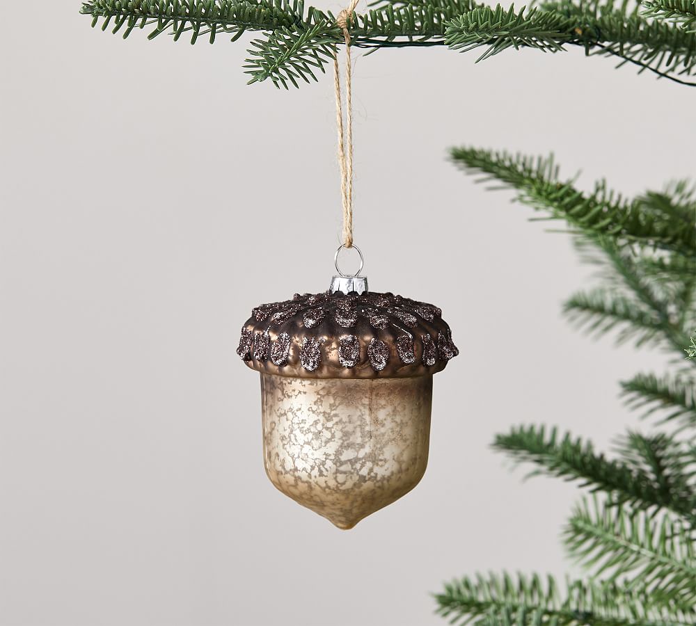 Handcrafted Mercury Glass Acorn Ornament - Set of 3