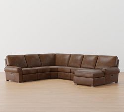 Turner Roll Arm Leather Power Reclining L-Shaped Chaise Sectional (147&quot;&ndash;160&quot;)