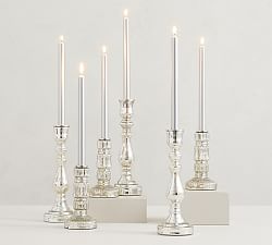 Unscented Silver Taper Candles - Set of 6