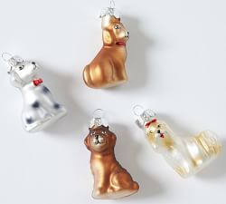 Mercury Glass Dog Ornaments - Set of 9