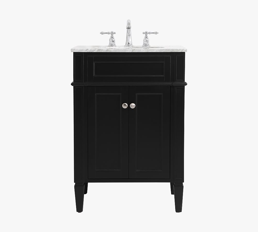 Black 24" Single Sink Vanity with Carrara Marble Top