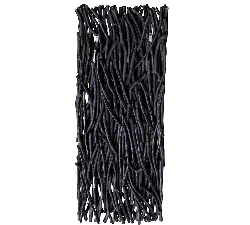 Handcrafted Black Teak Wood Wall Panel Sculpture