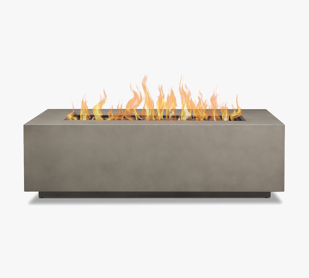 Burrows Steel Rectangular Propane Fire Pit Table with Lid Cover - Pottery Barn