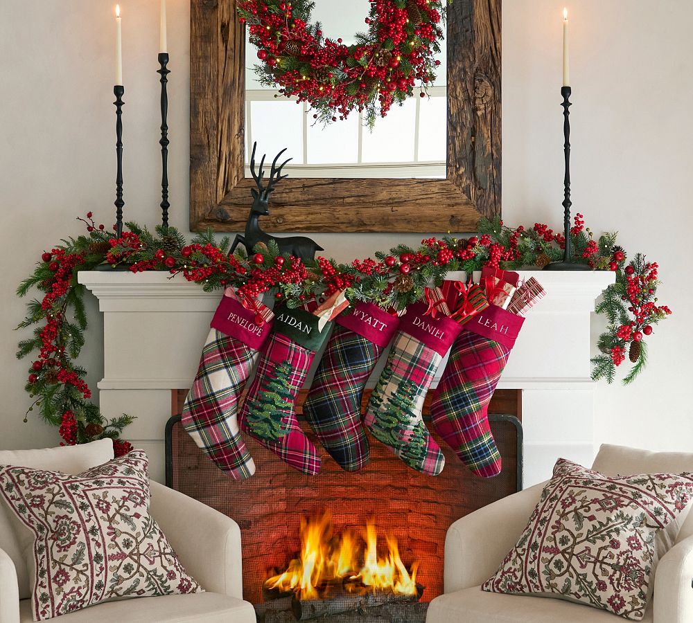 Plaid Stockings with Names