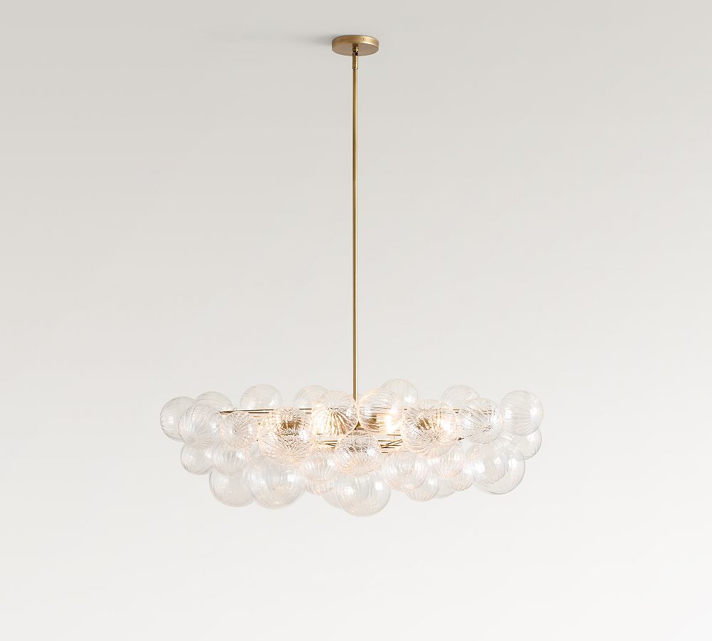Cooper Glass Bubbled Oval Chandelier (40") Pottery Barn