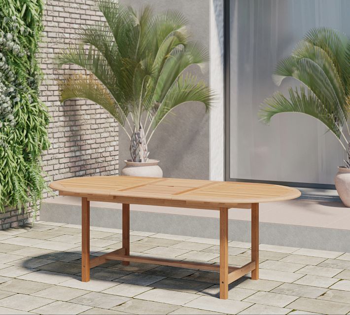 Faux teak outdoor dining table best sale