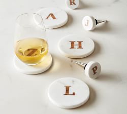 Alphabet Marble/Wood Coasters - Set of 4