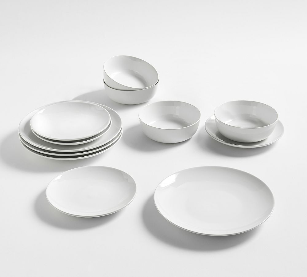 Mason Stoneware Dinnerware 12-Piece Set, True White Glossy