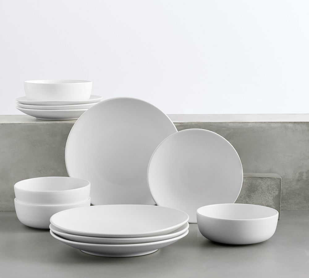 12pc Mason Stoneware Dinnerware Sets - Matte True White