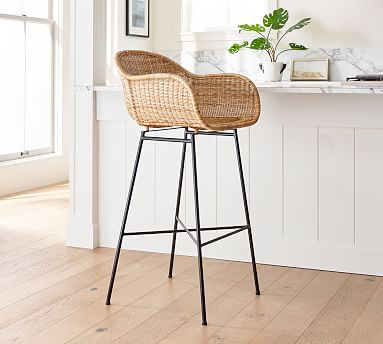 Pottery barn rattan stool sale