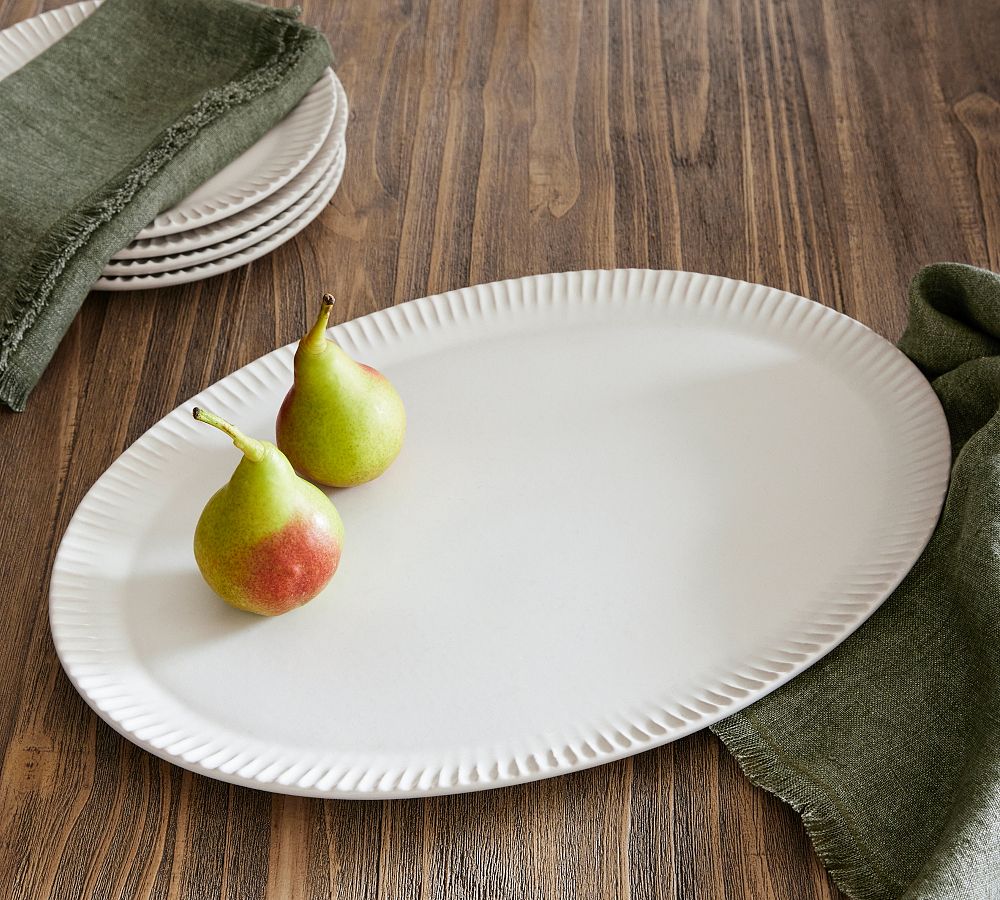 Ridge Textured Stoneware Serving Platter