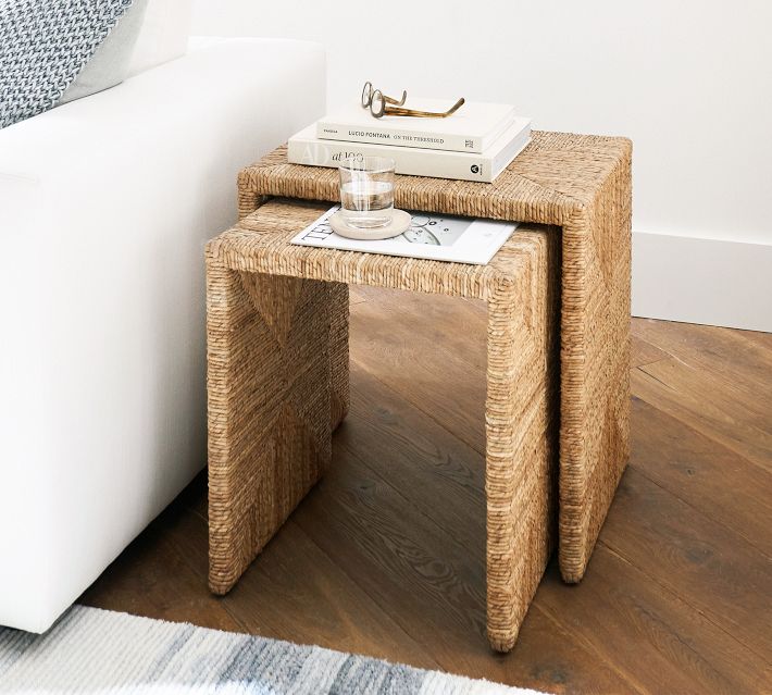Malibu Rectangular Woven Nesting Table 18 Pottery Barn