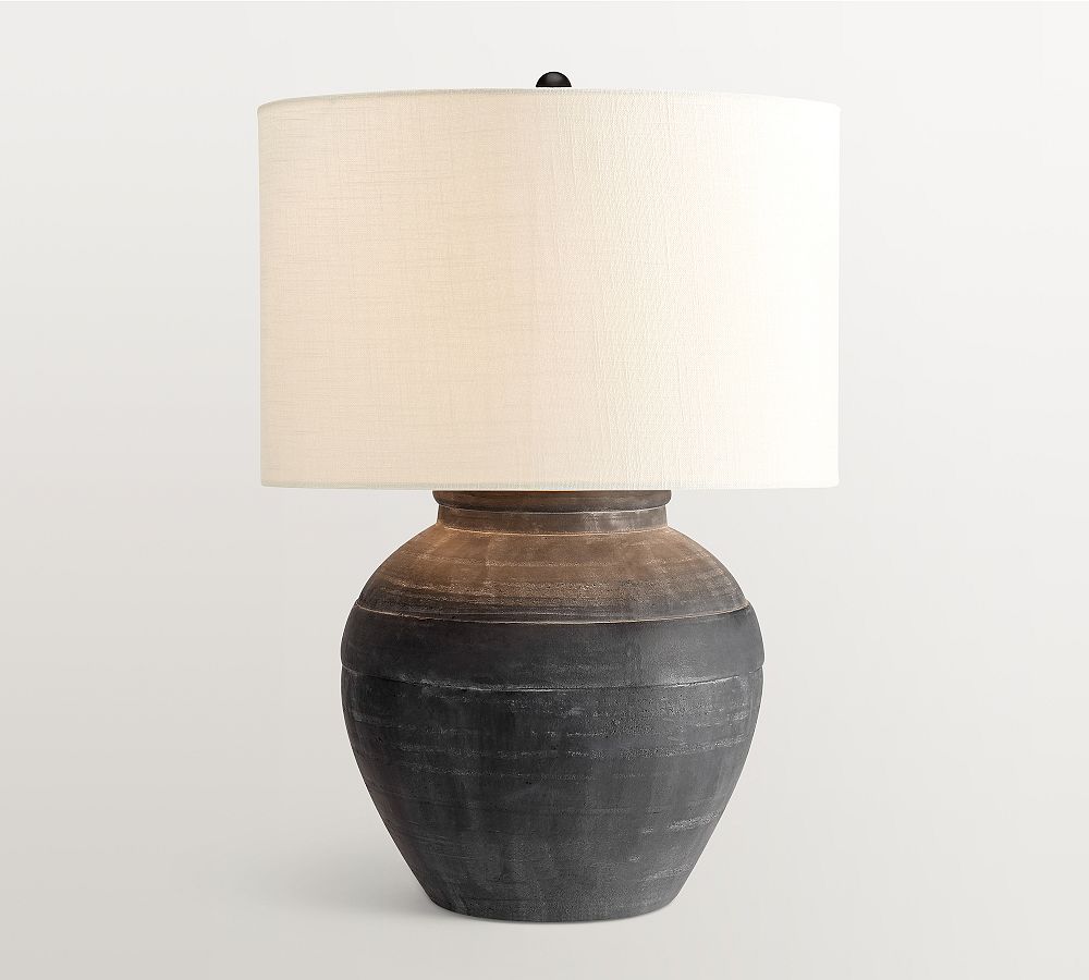 Color: Black - Faris Ceramic Table Lamp (16"-21")
