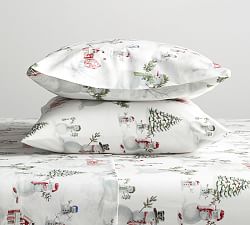 Pottery Barn King outlet Snowman Organic Percale Sheet Set