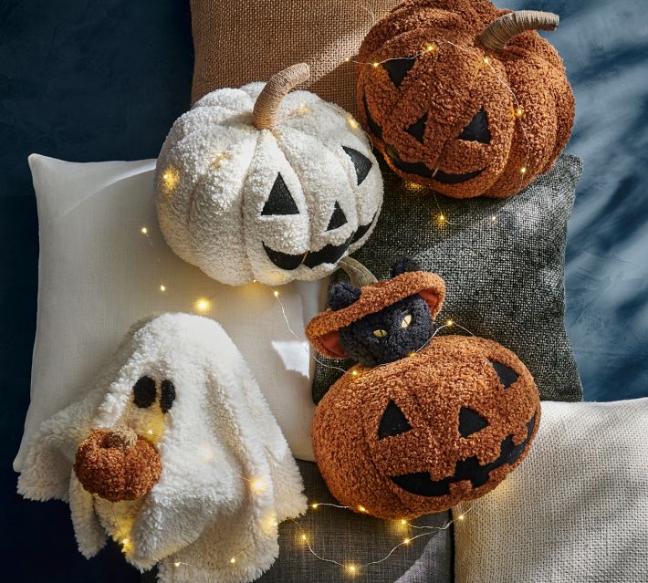 Pottery barn ghost and jack-o’-lantern plush order pillow