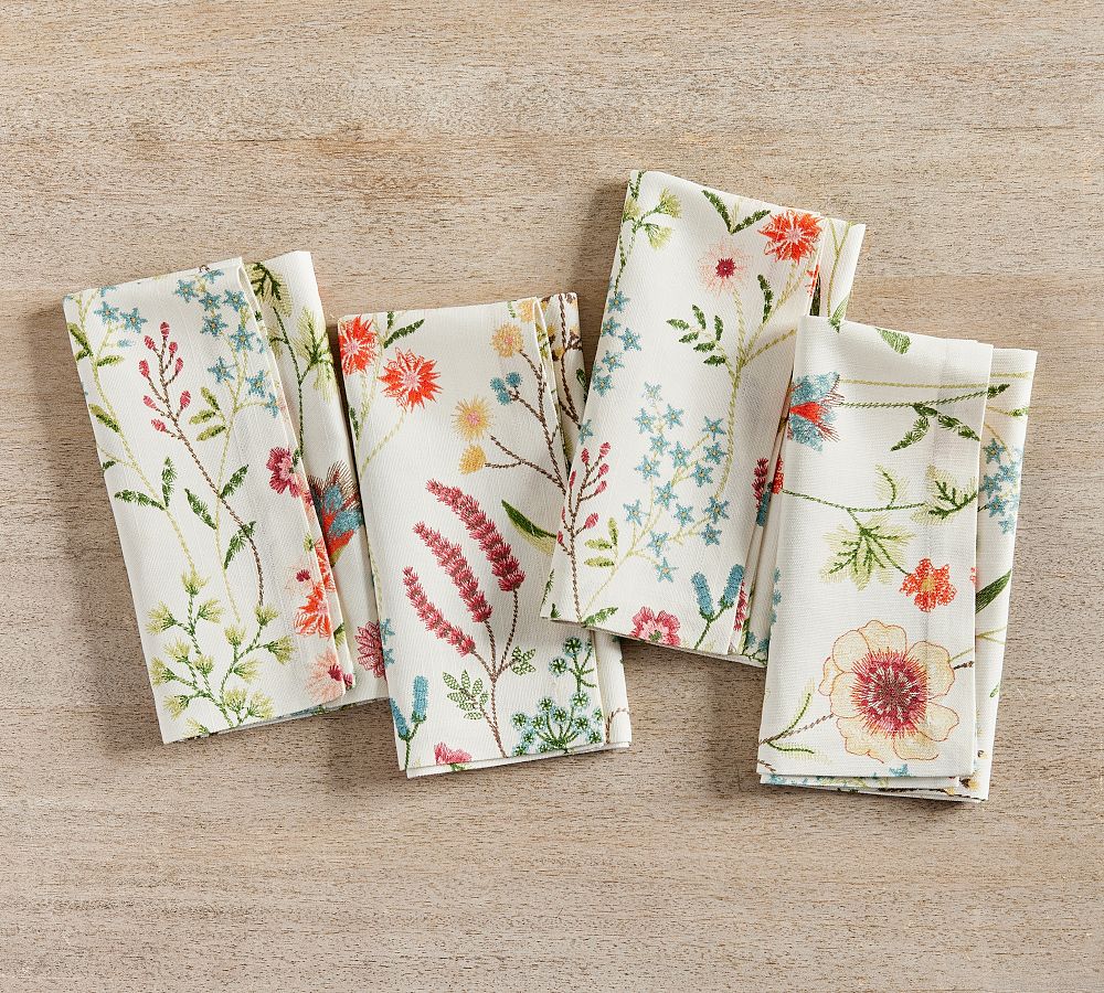 Image showcasing Spring Garden Cotton Napkins - Set of 4 | Pottery Barn
