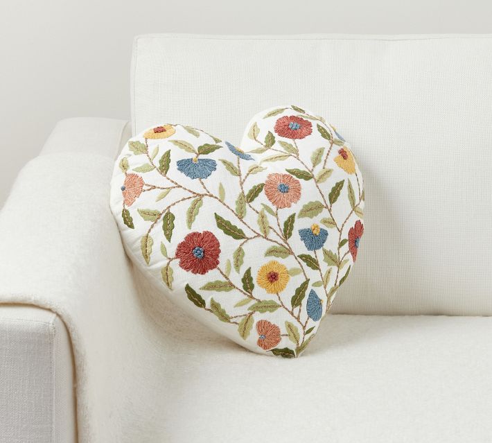 Spring Floral Heart Shaped Pillow Pottery Barn