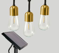 Brass Solar Hanging String Lights - 28'