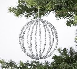 Silver/Blue Stripped Shatterproof Finial Boxed Orn main image 1