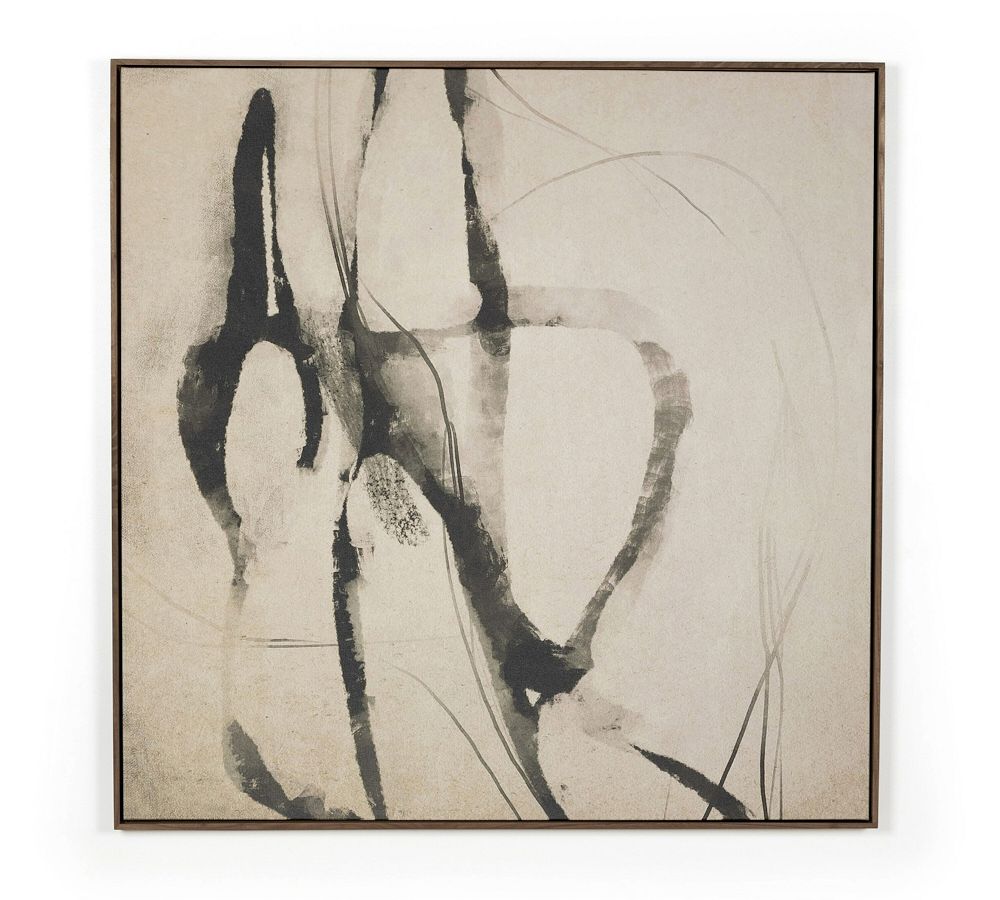 Abstract Black and White Canvas Print with Maple Frame, 32" x 32"