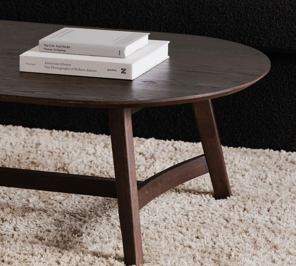 Scandinavian Dark Brown Oval Wood Coffee Table
