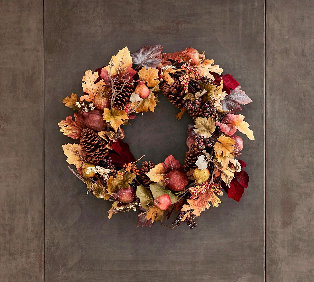 Faux Pomegranate &amp; Pinecone Wreath