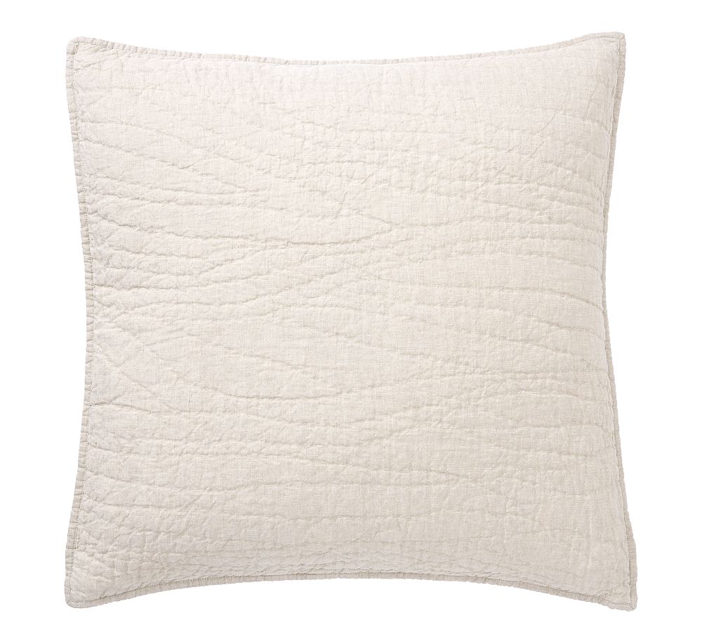 Color- Ivory EURO Set of 2 Linen Handcrafted Quilted Sham