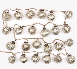 Antique Silver Mercury Glass Ornament Garland - 6'