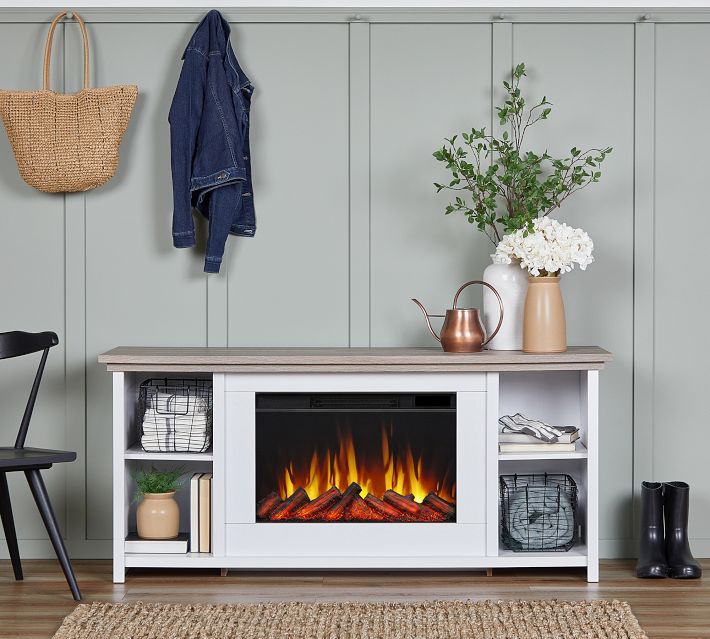 Maisie Electric Fireplace Media Cabinet Pottery Barn