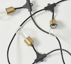 Brass Solar Hanging String Lights - 28'