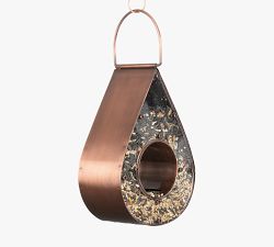 Teardrop Shaped Copper Fly Thru Bird Feeder