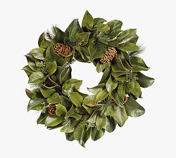 Faux Magnolia Leaf &amp; Pine Wreath