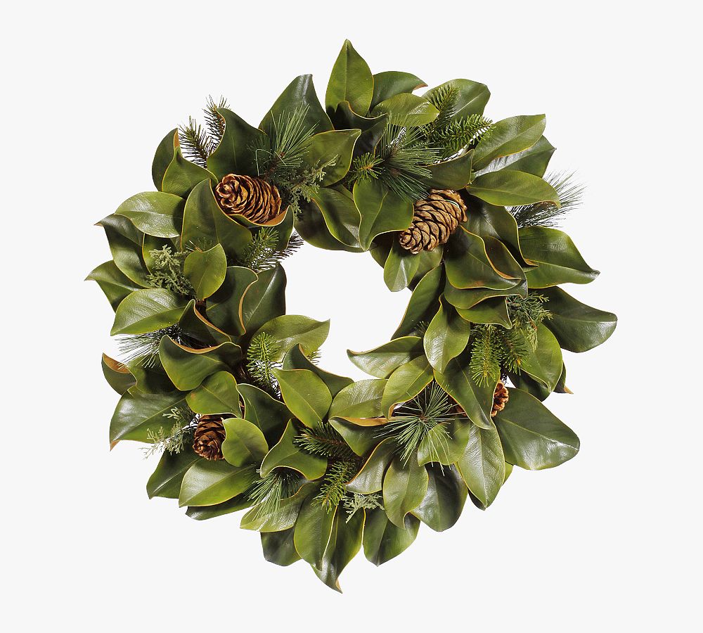 Faux Magnolia Leaf &amp; Pine Wreath