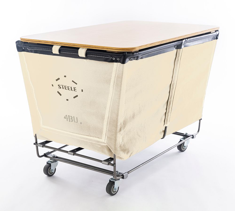 Extra Large Rectangle Canvas Laundry Basket with Wheels