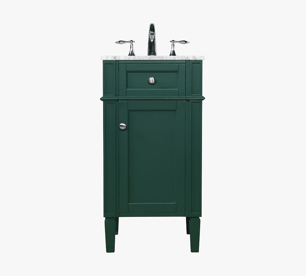Green Single Sink Vanity with Carrara Marble Top, 18"