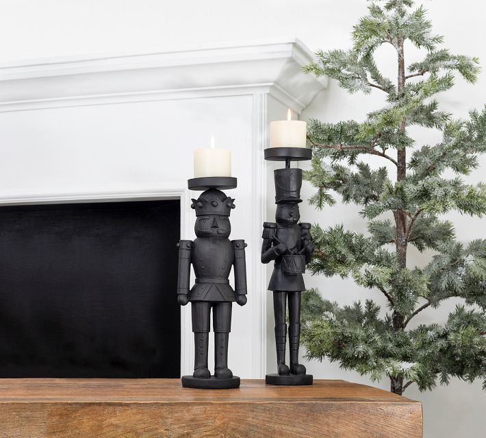 Nutcracker pedestal store candle holders