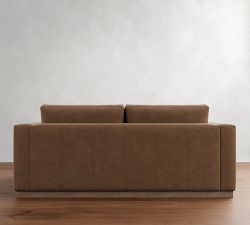 Carmel Recessed Arm Leather Wood Base Sleeper Sofa (80&quot;)