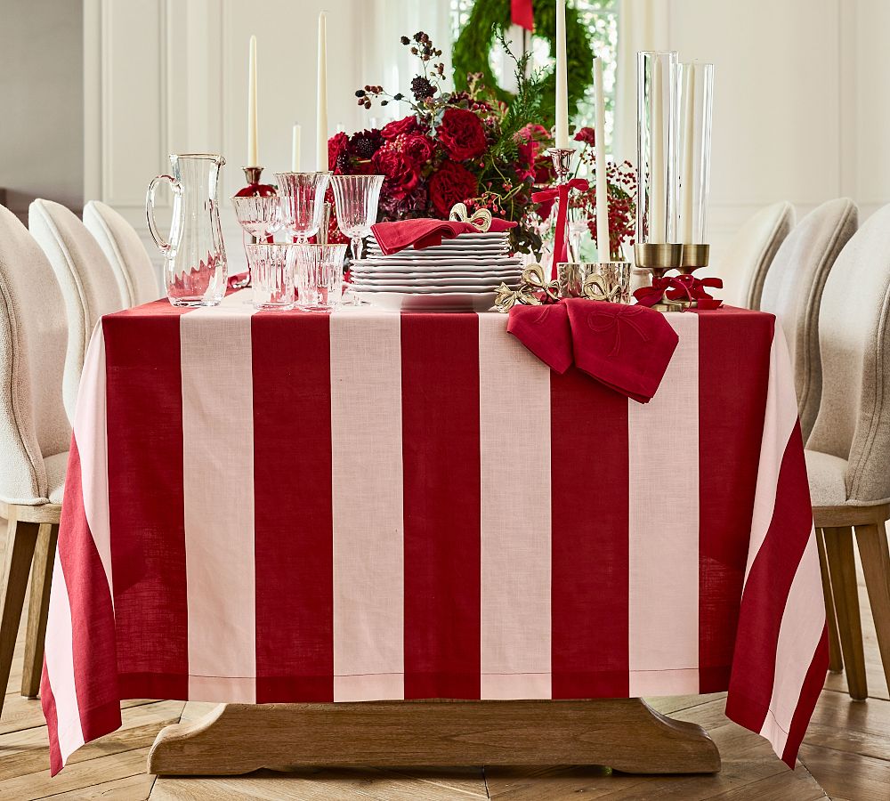 Monique Lhuillier Harper Stripe Organic Cotton Tablecloth