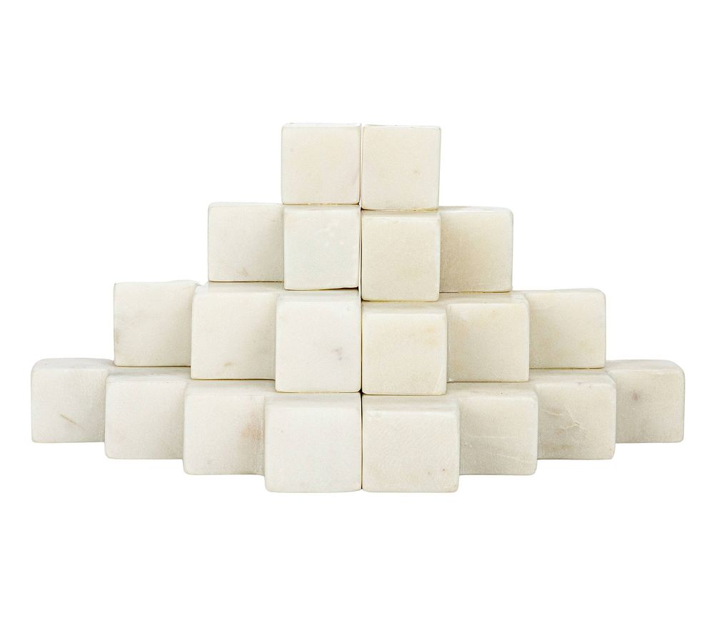 White Marble Stairstep Decorative Bookends Set