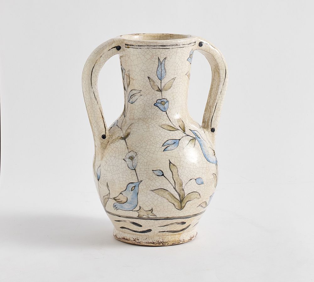 Handcrafted Bird Print Vase