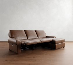 Turner Roll Arm Leather Power Reclining Chaise Sectional (105&quot;&ndash;117&quot;)