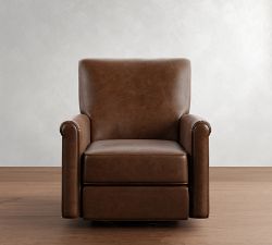 Irving Roll Arm Leather Swivel Recliner