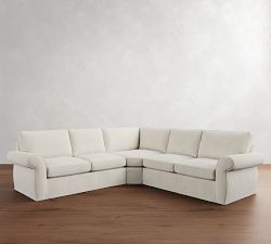 Pearce Roll Arm Slipcovered 3-Piece L-Shaped Wedge Sectional (122&quot;&ndash;130&quot;)