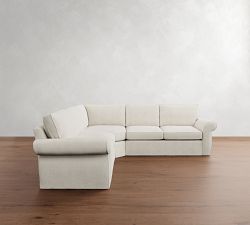 Pearce Roll Arm Slipcovered 3-Piece L-Shaped Wedge Sectional (122&quot;&ndash;130&quot;)