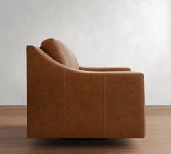 York Slope Arm Leather Swivel Chair